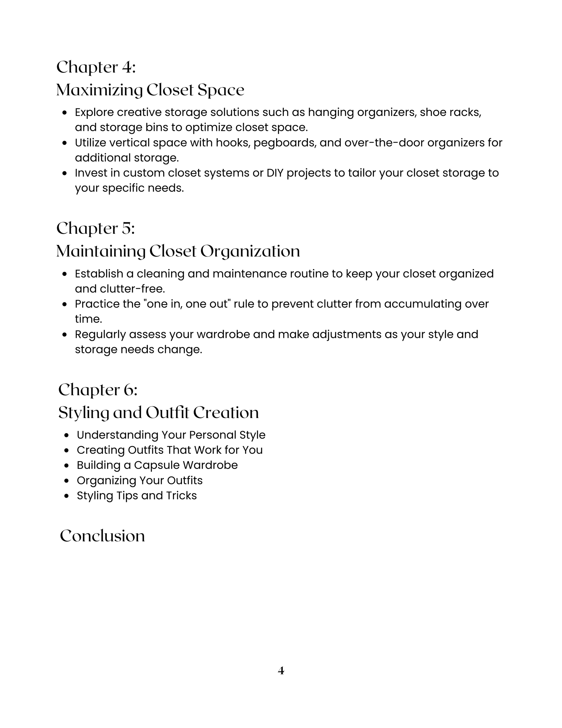 Contents page 2 for 'Closet Clarity: A Comprehensive Guide.' Declutter, organize, and style effortlessly. Say hello to closet confidence! Download now.